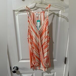 Market & Spruce Coral and Cream Striped Top